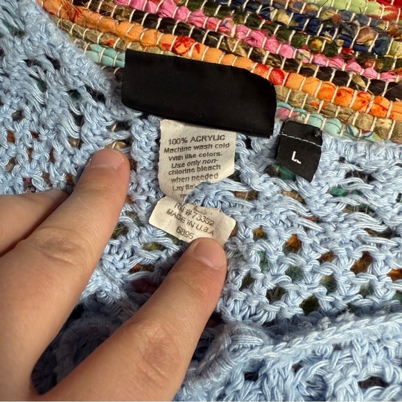 Vintage Y2K Light Blue Crochet Sweater – It’s Our Time Size L - Picture 5 of 6